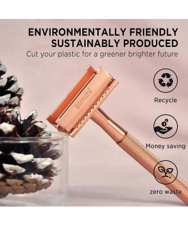 Women's Butterfly Open Safety Razor Set with Stand - Rose Gold, Plastic-Free Blades - 1 Count - Buy Online on GoSupps.com