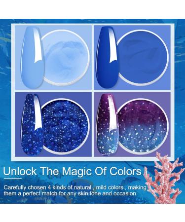 Honey Joy Dip Powder Nail Kit - Starter Set 4 Colors - Navy Blue, Sky Blue, Purple Glitter - No LED Lamp Needed - 7pcs Set for DIY Manicure - Buy Online on GoSupps.com