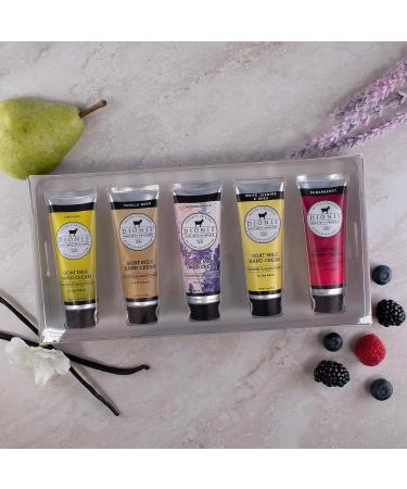 Dionis Goat Milk Holiday Hand Cream Gift Set - Pear, Vanilla, Lavender, Jasmine, Shea, Sugarberry - 1oz Mini Lotions - Buy Online on GoSupps.com