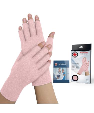 Doctor Developed Compression Gloves for Arthritis & Doctor Written Handbook/Fingerless Arthritis Gloves for Women & Men Hand Support for Arthritis Pain Relief & Carpal Tunnel (Pink S) Pink (Open Fingertips) S - Buy Online on GoSupps.com