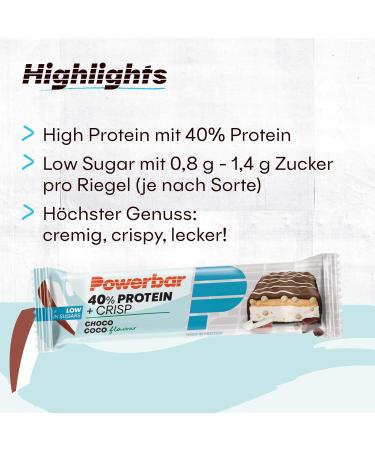 Buy Powerbar 40% Protein Plus Crisp Choco Coco 12x40g - High Protein Low Sugar Bar for International Shipping - Buy Online on GoSupps.com