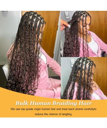 Human Braiding Hair For Micro Braid Deep Wave Bulk Human Hair for Braiding 100% Unprocessed Natural Black Human Braiding Hair for Boho Braids(1B# 20 Inch 2 Bunldes (100g) 20 Inch 2 Bunldes (100g) 1B# - Buy Online on GoSupps.com
