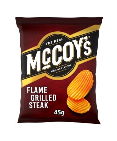 McCoy's FLAME GRILLED STEAK Grab Bag Crisps 45g (Multipack BOX of 36) - Fully loaded with flavour iconic ridged crisp unmistakable crunch Multipack Flame Grilled Steak 1 count (Pack of 36)