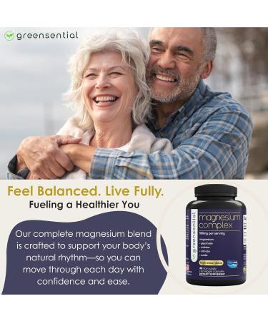 Greensential 5-in-1 Magnesium Complex 500mg | 2-Month Supply | Glycinate, Malate, Citrate, Oxide & Aquamin | for Sleep, Muscle & Heart Support | High Absorption, Vegan, 120 Capsules - Buy Online on GoSupps.com