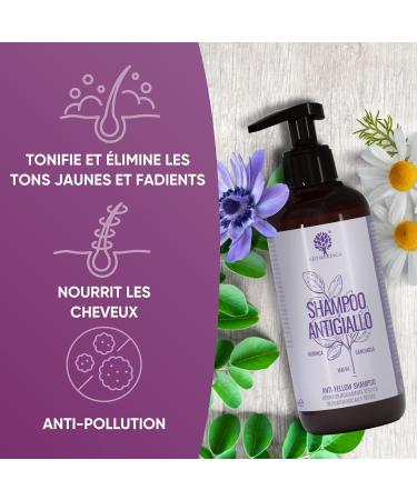 Organic Anti-Yellowing Shampoo | New 3X more effective formula | Toning for blonde bleached or white hair - Natural 99.5% without SLS or ASL - With Moringa Mallow and Chamomile - 250 ml - Buy Online on GoSupps.com