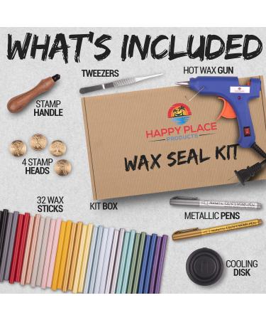 Wax Stamp Kit - 16 Colors Quick Melt Wax Gun with Seal Heads & Metallic Pens - Perfect for Wedding Invites & Christmas Letter Sealing - Buy Online on GoSupps.com
