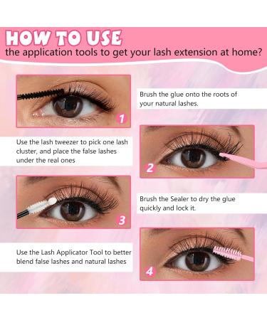 Eyelash Extension Kit - 240PCS Individual Clusters 10-16mm with Adhesive Tweezers & Combs - Perfect for Self Use (30D & 40D Mix - Buy Online on GoSupps.com