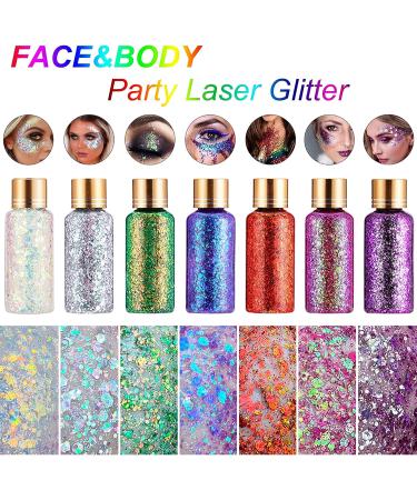 Holographic Laser Body Glitter Gel - Mermaid Sequins Makeup for Body, Hair, Face, Nails, Eyeshadow - Long Lasting & Waterproof - 1oz (Laser Pink) - Buy Online on GoSupps.com