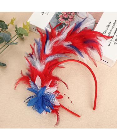 MWOOT Feather Headband 1920s Feathered Headpiece Red White Blue Roaring 20s Fascinators for Women Artificial Flower Feather Headwear Hair Accessory for Cocktail Carnival Prom Tea Party Decoration - Buy Online on GoSupps.com