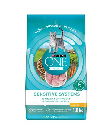 Purina ONE +Plus Dry Cat Food Sensitive Systems Turkey - 1.8 kg Bag 1.8 kg (Pack of 1) Cat Food
