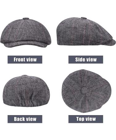 2 Pack Men's Classic Wool Blend Newsboy Hats - Black/Grey - Buy Online on GoSupps.com