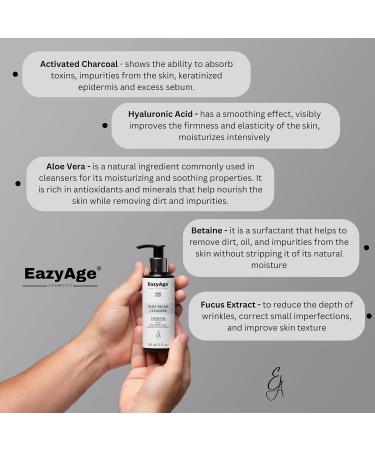 Charcoal Face Wash for Men | Deep Cleansing & Hydrating Facial Cleanser with Hyaluronic Acid & Aloe Vera | 5 oz | International Shipping Available - Buy Online on GoSupps.com
