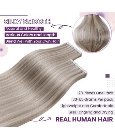 LAAVOO Tape In Extensions | Real Hair #18/613 Ash Blonde Highlights | 30g 20pcs 30cm | Premium Remy Quality - Buy Online on GoSupps.com