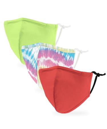 Weddingstar Pack of 3 washable face masks reusable and with filter pocket children's mask dye ties