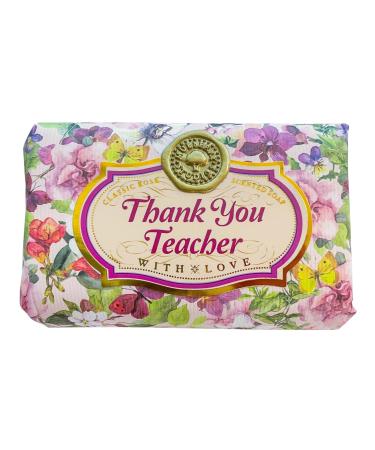 Thank you Teacher - Gift Soap Bar For Her Birthday Rose Scent Mum Grandmother Cleanser Lather Present Girl