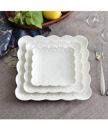 Fruit Tray Embossed Home Ceramic Square Plate Breakfast Dessert Plate Butterfly Plate Dish Afternoon Tea Fruit Plate Wedding Kitchenware - Buy Online on GoSupps.com
