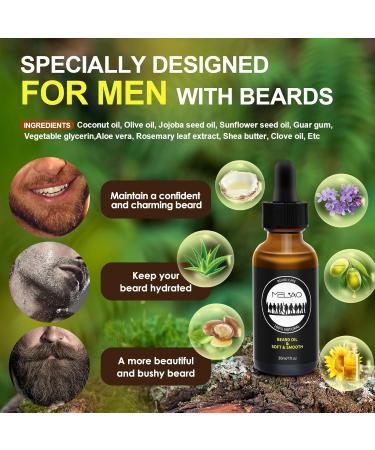 5-Part Beard Care Set for Men | Natural Beard Oil Sandalwood Balm Brush Comb Scissors | Perfect Gift for Christmas & Birthdays - Buy Online on GoSupps.com