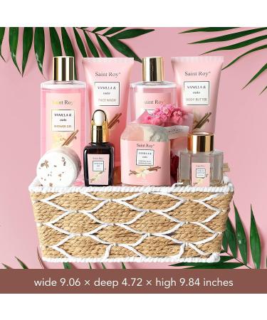 Vanilla Oat Spa Gift Basket - 14 Piece Bath Set for Women with Enriched Shea Butter - Shower Gel, Body Oil, Diffuser, Shower Steamer & More | Perfect Home Spa Gift for Mom - Buy Online on GoSupps.com