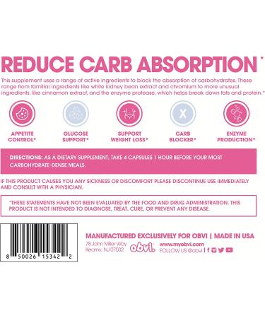 Obvi Guilt Free Carb Blocker  Block Carb Absorption  Support Weight Loss  Healthier Nails & Longer Hair  Active Ingredients  Enzyme Production (30 Servings) - Buy Online on GoSupps.com