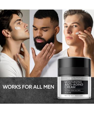 Korean 6 in 1 Face Cream for Men: Anti-Aging Skin Care Facial Moisturizer for Wrinkles Under Eye Bags Dark Circles Puffiness & Firming with Retinol Collagen Peptides Caffeine & Hyaluronic Acid 1.7 oz 6-in-1 Men - Buy Online on GoSupps.com
