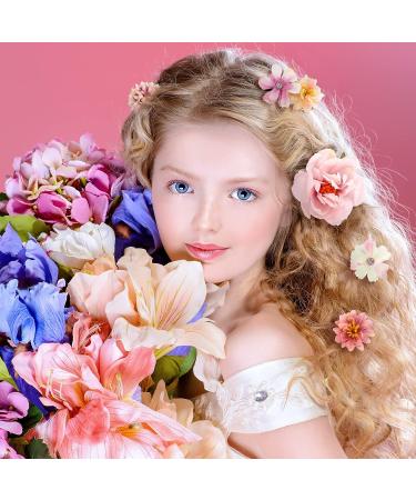 BBTO 21-Piece Flower Hair Clip Set - Rose Barrettes for Women - Boho Bride Hair Accessories - Pink & White Floral Hairpins for Girls Wedding - Buy Online on GoSupps.com