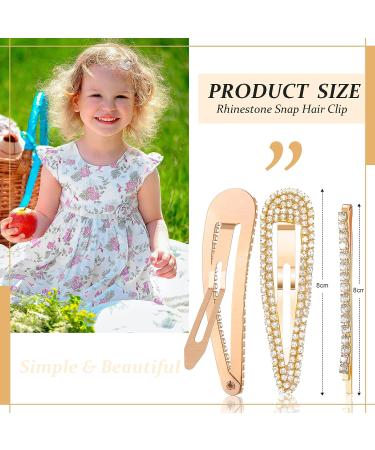 Rhinestone Snap Hair Clips - 16 Piece Crystal Metal Barrettes for Women & Girls - Bridal Hair Pins in Gold & Silver - Buy Online on GoSupps.com