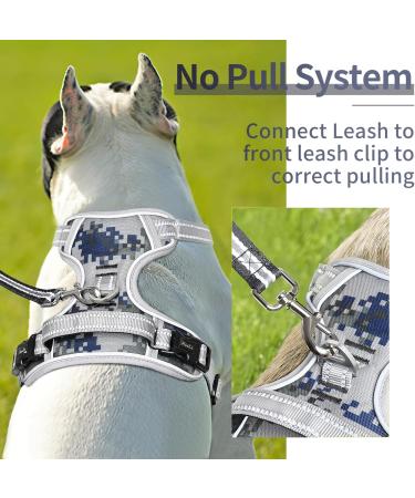 Heele Camouflage Dog Harness for Large Dogs | Reflective & Breathable Padded Harness | Anti-Train Breast Harness - Gray - Buy Online on GoSupps.com