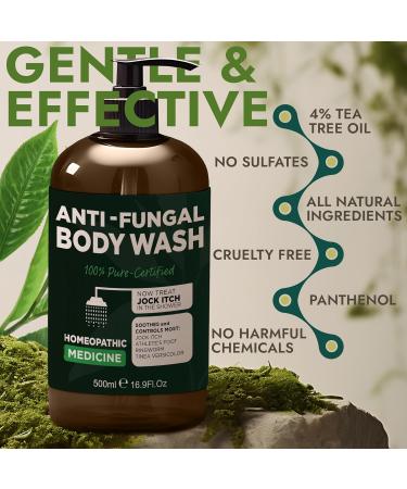 16.9 oz Tea Tree Antifungal Antibacterial Soap | Ringworm Acne Athlete's Foot Treatment + Free Body Scrubber - Buy Online on GoSupps.com