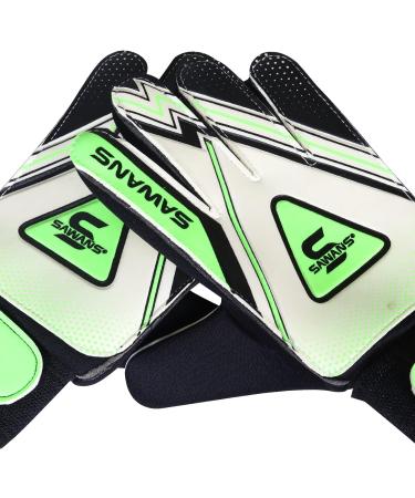 Premium Black/Green Football Goalkeeper Gloves for Boys & Adults - Non-Slip Palm & Finger Support for Ages 6-9 - Buy Online on GoSupps.com