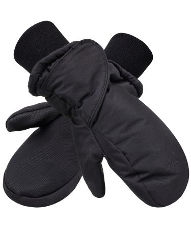 SimpliKids Children's Snow Gloves Sports Insulation Waterproof Winter Kids Ski Mittens Black Solid S(4-6Y)