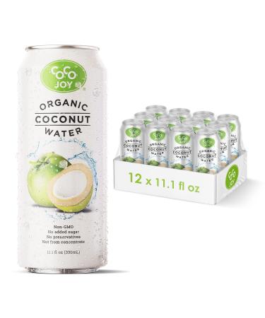 CoCo Joy All Organic Coconut Water, Natural and Fresh, Nutrient-Rich Coconut-Water Drink with Electrolytes, Potassium, and Other Nutrients, 11 Fl Oz (Pack of 12)