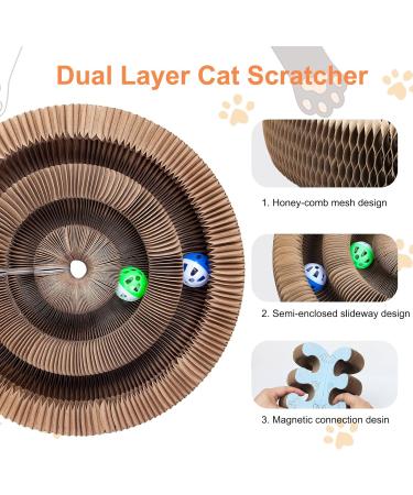 Bonitacrylic Cat Scratching Board with Magic Accordion Design - Interactive Toy for Enrichment and Play | Double Layer Cardboard Mat with Two Balls for Kitten Bed - Buy Online on GoSupps.com