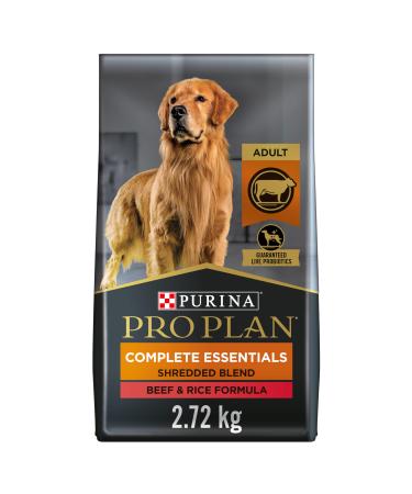 Purina Pro Plan Complete Essentials Dry Dog Food Shredded Blend Beef & Rice - 2.72 kg Bag 2.72 kg (Pack of 1)