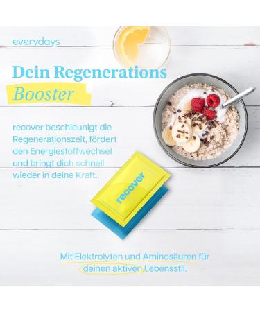 Everydays-Recover: Natural Energy Boost & Relaxation for Sports Recovery 360g (15 sachets of 24g) | Lemon Flavor - Buy Online on GoSupps.com