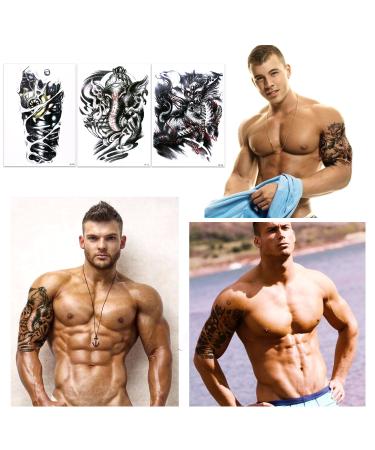 Konsait Extra Fake Temporary Tattoo for Men - Black Body Stickers for Arm, Shoulder, Chest & Back - Lion, Dead Skull, Koi Fish, Eagle, Hawks, Tribal Symbols - Buy Online on GoSupps.com