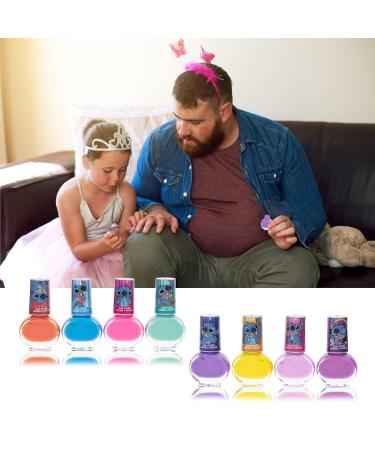 Buy Disney Stitch Non-Toxic Peel-Off Water-Based Nail Polish Gift Set for Kids | 8 Pcs Shimmer & Opaque Colors | Safe Quick Dry | Ages 3 - Buy Online on GoSupps.com