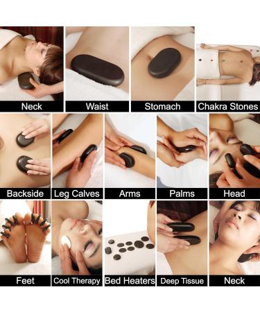 Master Massage Hot Stone Basalt Stone Set - 60 Pieces of 100% Natural Stones in Decorative Bamboo Box for Relaxation Therapy - Buy Online on GoSupps.com