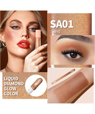 Oulac Liquid Eyeshadow Satin Finish - Multi-Use Brown Eyeshadow Primer & Cream Bronzer | Blendable Smooth Eye Make-up Crease-Resistant Non-Greasy Vegan Cruelty-Free Sand (SA01) - Buy Online on GoSupps.com