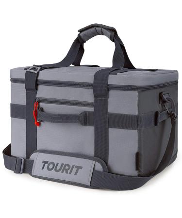 TOURIT Cooler Bag 48/60 Cans Insulated Soft Cooler Large Collapsible Cooler Bag 32/40L Lunch Coolers for Picnic, Beach, Work, Trip 01-Grey 48 Can