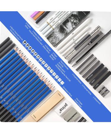 Prina 50 Pack Drawing Set Sketch Kit with 3-Color Sketchbook and Pencils - Pro Art Supplies for Artists, Adults, Teens, Beginners - Ideal for Shading and Blending - Buy Online on GoSupps.com