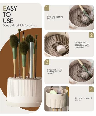 3 in 1 Makeup Brush Cleaner Bowl Rack - Silicone Cleaning Tool & Drying Holder Mat for Organized Makeup Brush Storage (White - Buy Online on GoSupps.com