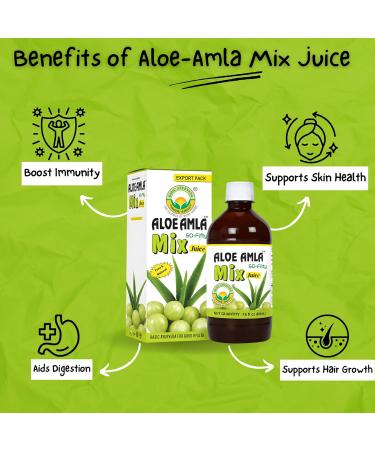 Basic Ayurveda Gooseberry + Aloe Vera Juice 16.23 Fl Oz (480ml) | 50-Fifty Herbal Mix for Immunity Digestion & Skin Health | Amla & Aloe Blend | 100% Natural | Daily Ayurvedic Tonic - Buy Online on GoSupps.com