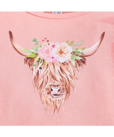 UUAISSO Baby Girls Cow Print Ruffled Long Sleeve Tops & Pants Set | 6-9 Months | Pink Floral | Infant Clothing Outfit - Buy Online on GoSupps.com