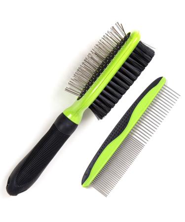 Rexipets Dog & Cat Brush & Comb Pet Grooming Set - Double Side (Small) - Ultimate Deshedding Tool - Lice And Flea Removing - Perfect Groomer's Tools - Strong Grip And Soft Bristles