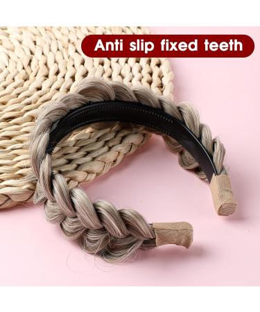 Qianyu Braided Headband 3 Strands Messy Classic Thick Wide Braided Synthetic Hair Braid Elastic White Covering Hair Band Teeth Non-slip Fashionable Hair Accessories for Women and Girls - Buy Online on GoSupps.com