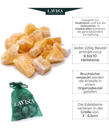 Buy Lavisa Premium Healing Stones & Gemstones Set | 100% Natural Crystals for Decoration & Water Treatment | Gem Water Mix with Orange Calcite - Buy Online on GoSupps.com
