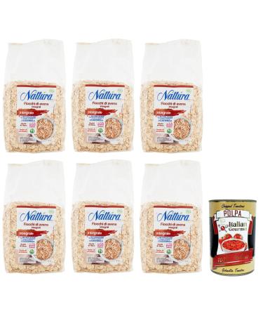Italian Gourmet E.R. Organic Whole Grain Oat Flakes (6-pack) 500g bag + Italian Gourmet Polpa di Pomodoro 400g box