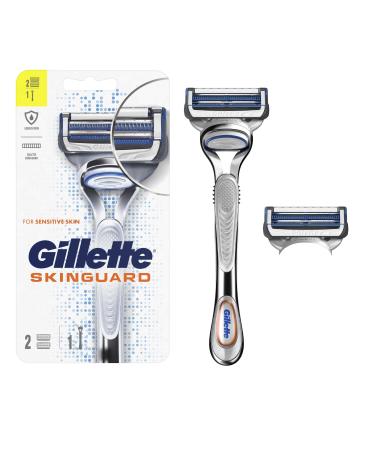 Gillette SkinGuard Razors for Men, Includes 1 Gillette Razor, 2 Razor Blade Refills with Precision Trimmer, Designed for Men with Skin Irritation and Razor Bumps SkinGuard 1 Handle + 2 Refills