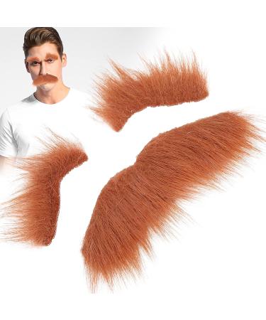 Mustaches Eyebrow Set Self Adhesive Fake Beard and Fake Eyebrow Set False Facial Hair Costume Accessory for Adults Brown - Buy Online on GoSupps.com
