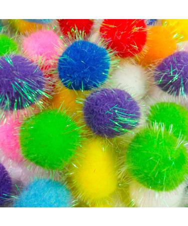 Shizhoo 30 Pieces Sparkle Pom Pom Balls for Cat - Interactive Glitter Balls, Multicolor, Size of 1.2 inches, Best as Kitten Play Toys